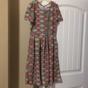 LulaRoe Medium graphic dress zipper back